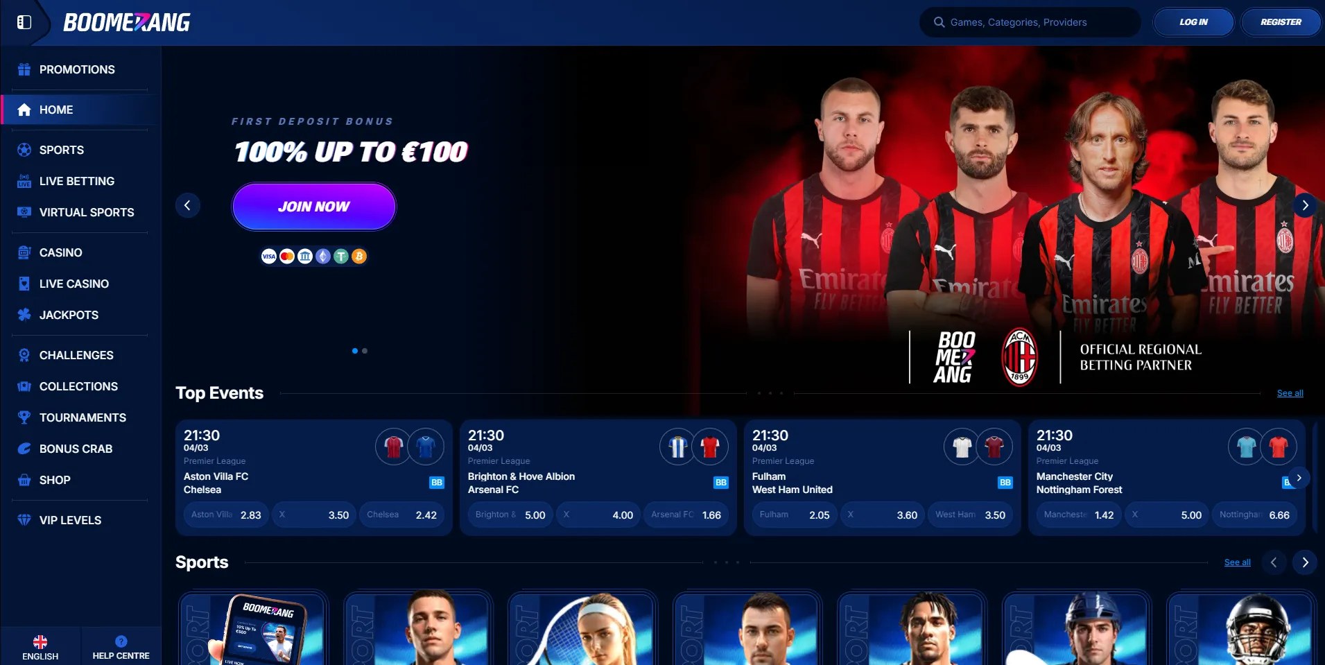 Boomerang Bet — screenshot